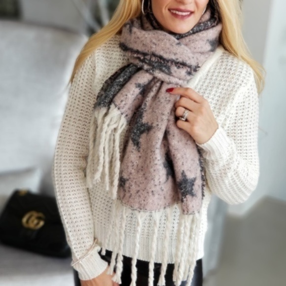 Oblong Printed Soft Scarf- Pink / Gray - Picture 3 of 3